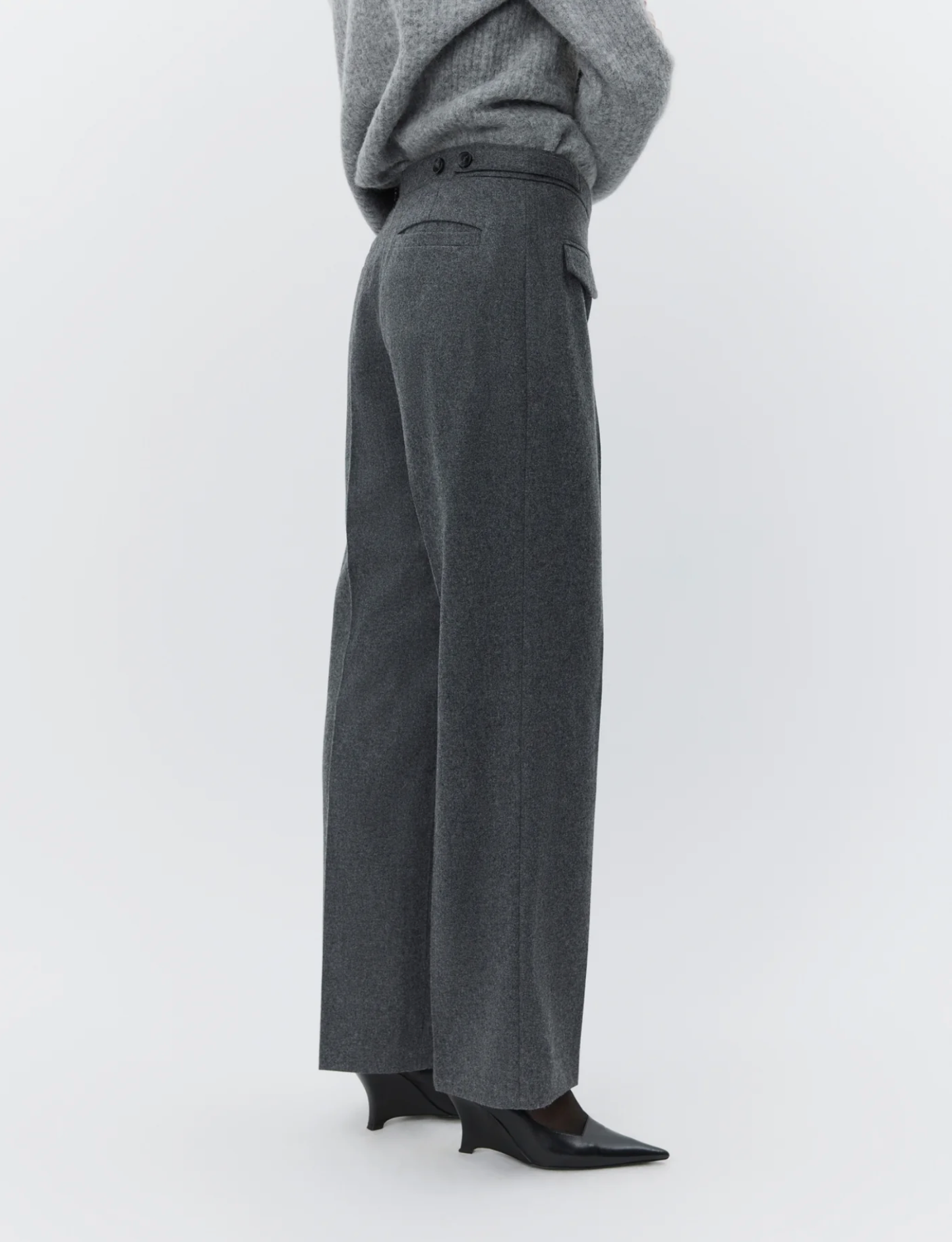 Bukser | Thalia Melange Wool Medium Grey